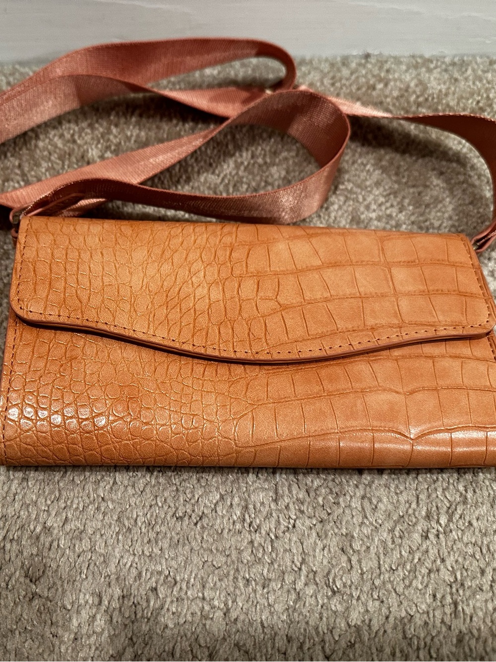 a new day Croc-Embossed Crossbody Bag in coral pink